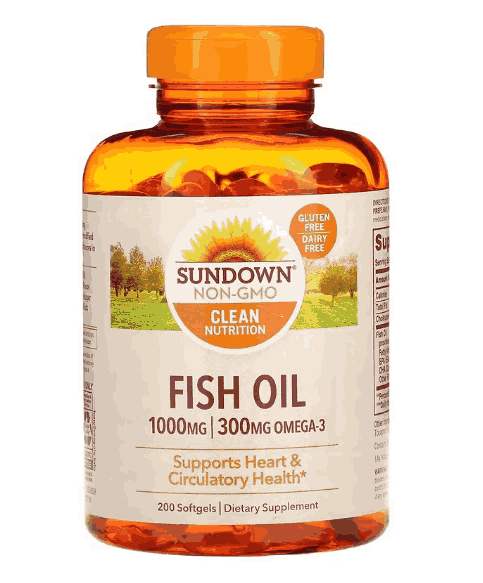Fish Oil, Ômega, 1000mg, 200 Cápsulas, Sundown