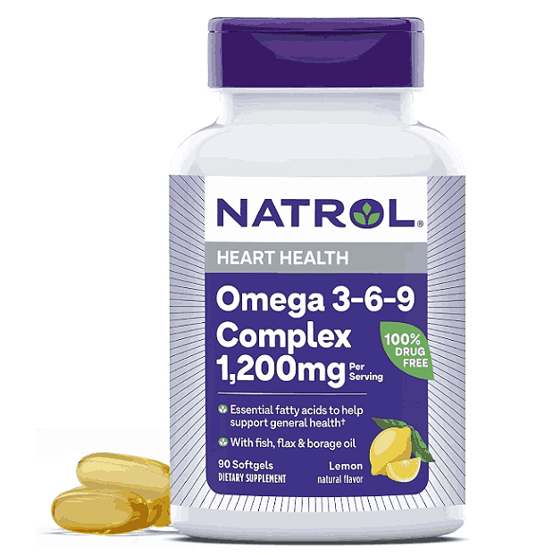Ômega 3-6-9 Complex 1200mg, 90 Softgels Sabor Lemon, Natrol