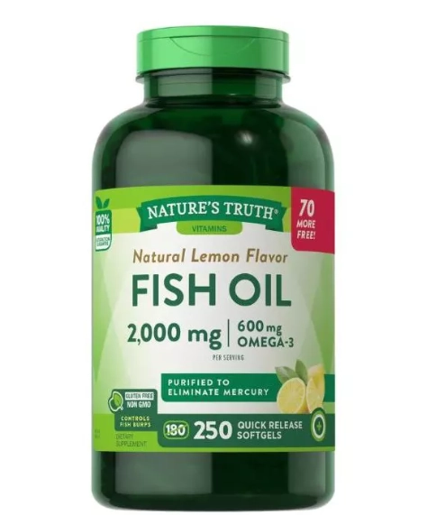 Fish Oil 2000mg, 250 Cápsulas Sabor Limão, Nature's Truth