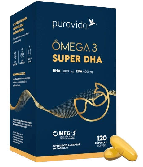 Ômega 3, Super DHA, 120 Cápsulas, PuraVida