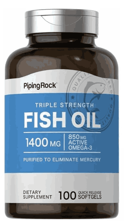 Fish Oil, Óleo de Peixe 1400mg, Ómega-3, 100 Cápsulas, PipingRock
