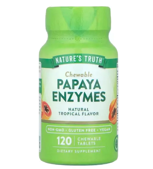 Papaya Enzymes, Enzimas de Mamão, 120 Comprimidos Mastigáveis Sabor Tropical Natural, Nature's Truth