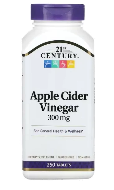 Apple Cider Vinegar, 300mg, 250 Comprimidos, 21st Century