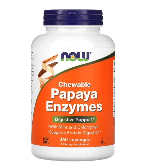 Papaya Enzymes, Enzimas de Mamão Mastigável, 360 Pastilhas, Now