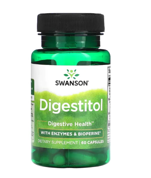 Digestitol com Enzimas e Bioperina, 60 Cápsulas, Swanson