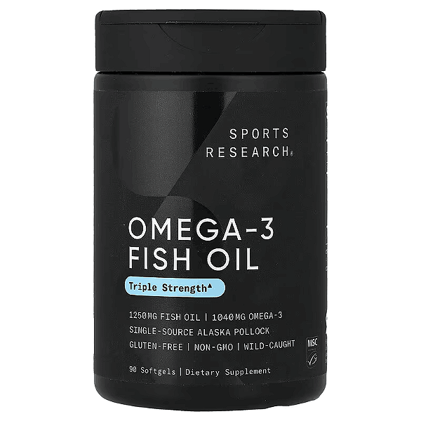 Ômega-3, Óleo de Peixe, 1055mg, Potência Tripla, 90 Cápsulas, Sports Research