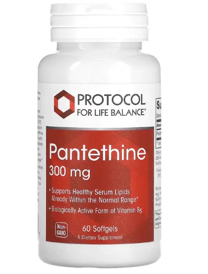 Pantetina, Ácido Pantotênico 300mg, 60 cápsulas moles, Protocol for Life Balance