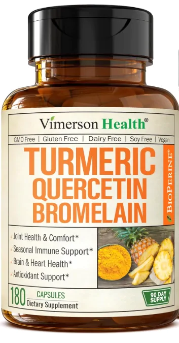 Turmeric com Quercetina e Bromelaína, 180 Cápsulas, Vimerson Health