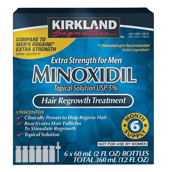 Minoxidil, Tratamento Capilar (Barba e Cabelo), Kit para 6 meses, Kirkland