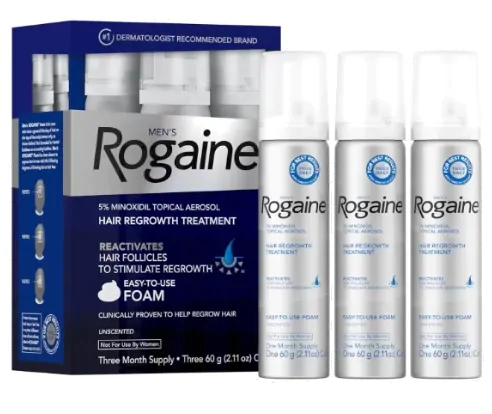 Rogaine Extra Strength, Masculino, 5% solução de minoxidil, 60ml cada