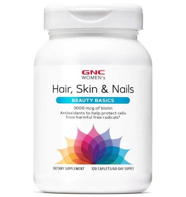 Cabelo, Pele e Unhas, Hair, skin & nails com Biotina 3.000mcg e Ácido Hialurônico, 120 Cápsulas, GNC