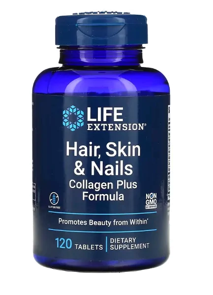 Hair, Skin & Nails, cabelo, pele e unhas, 120 Comprimidos, Life Extension