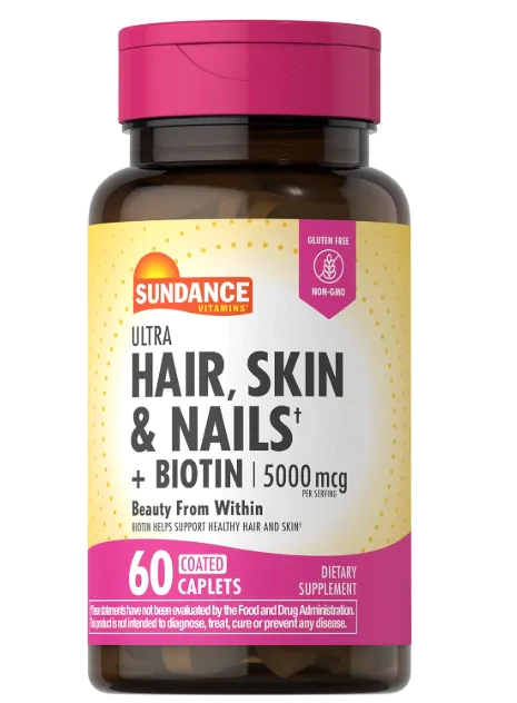 Hair, Skin & Nails, Cabelo, Pele e Unhas, Com Biotina 5000mgc, 60 Tablets, Sundance