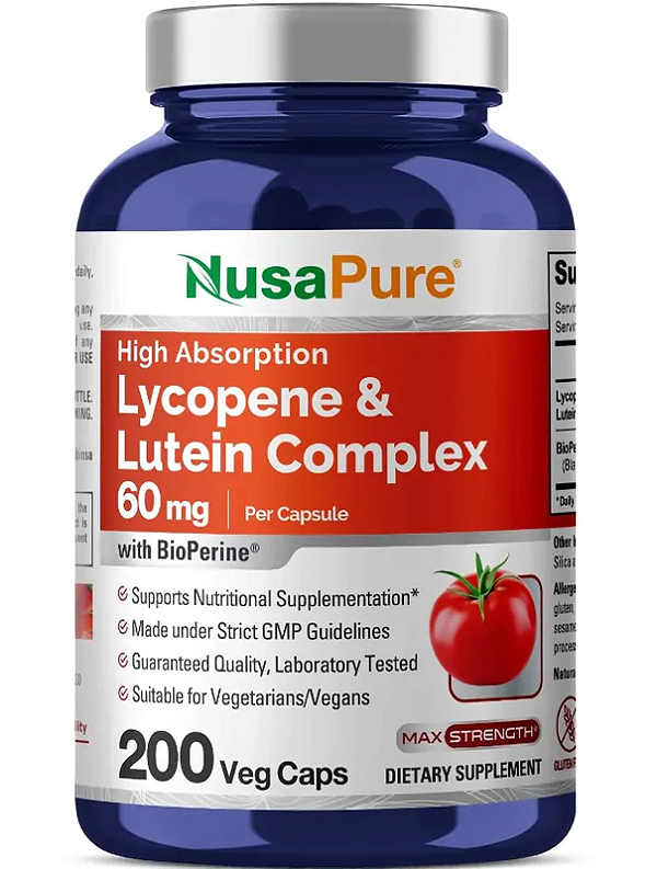 Complex de Licopeno e Luteína 60mg, 200 Cápsulas, NusaPure