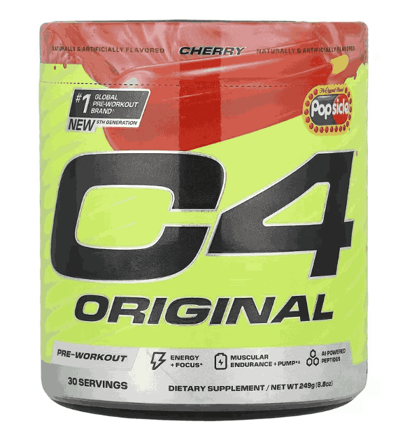 Pré Treino C4 Original, Cherry Popsicle, 249g, Cellucor