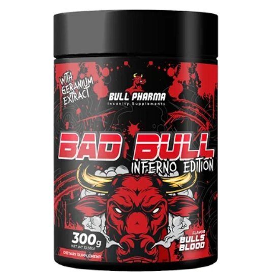 Pré Treino Bad Bull Inferno Edition, 300g Sabor Bulls Blood, Bull Pharma