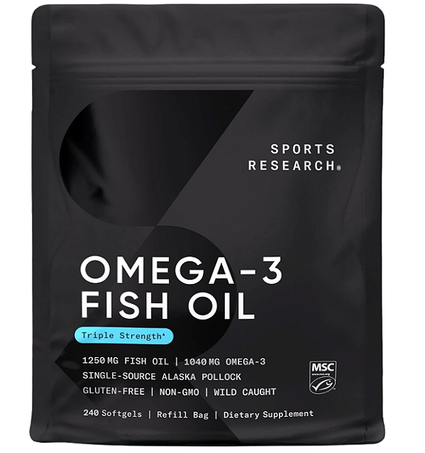 Ômega 3 Tripla Potência, Óleo de Peixe 1250 mg, 240 Cápsulas, Sports Research
