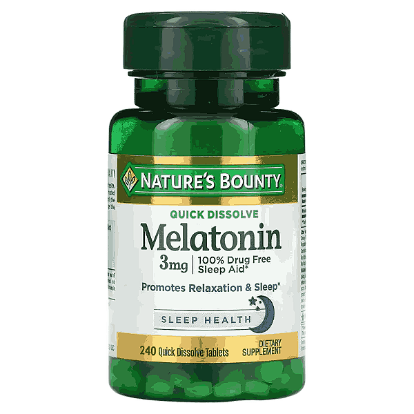 Melatonina 3mg, Sublingual, 240 Comprimidos, Nature's Bounty