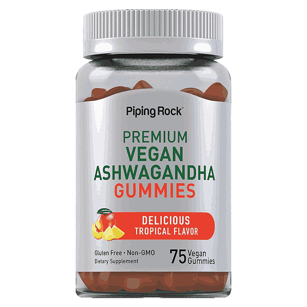 Ashwagandha Vegana, Sabor Tropical, 75 Gomas, PipingRock