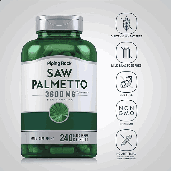 Saw Palmetto, 3600mg, 240 Cápsulas, PipingRock