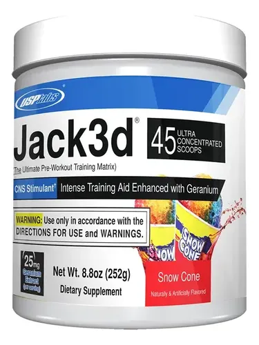 Pré-treino Jack3d, 250g Sabor Snow Cone, Hi-Tech Pharma