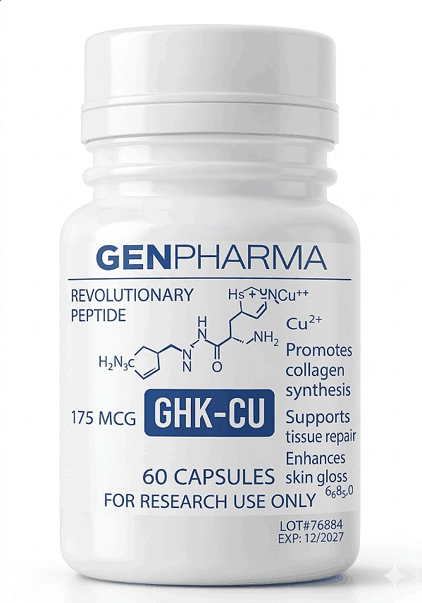 GHK-CU 175mcg, Tecnologia Avançada em Regeneração Celular, 60 Cápsulas, Gen Pharma
