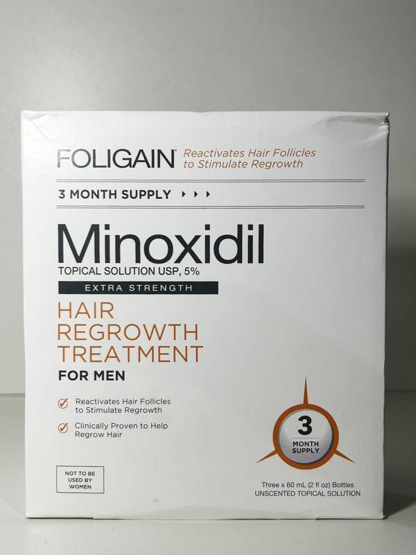 Foligain Minoxidil 5% 60ml, Crescimento Capilar e Barba, 1 Mês