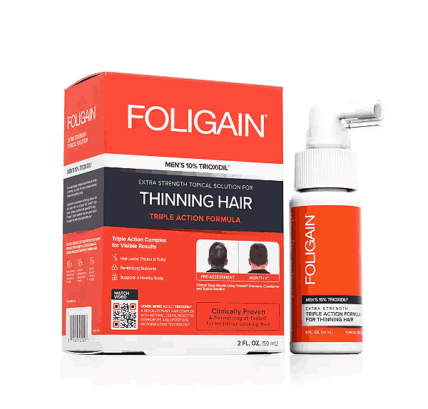 Minoxidil 10% Foligain Spray com Trioxidil 59ml – Tratamento Capilar Intensivo 1 Mês