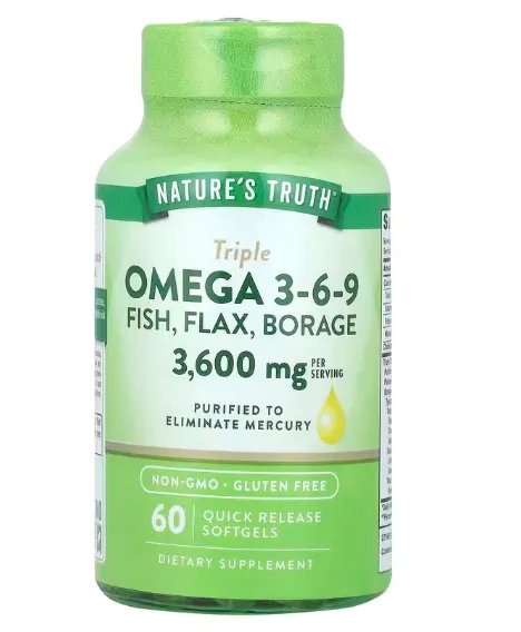 Triplo Ômega 3-6-9, 3.600mg, 60 Cápsulas, Nature's Truth