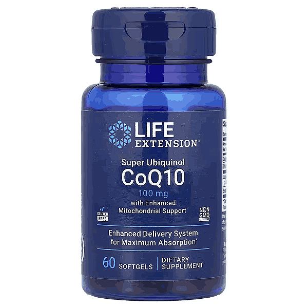 Super Ubiquinol CoQ10, com Mitocondrial Aprimorado, 100mg, 60Cápsulas, Life Extension
