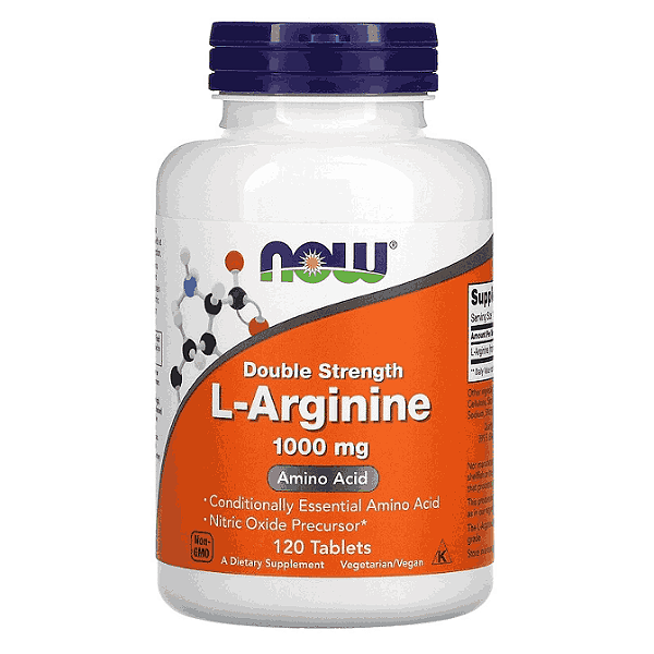 L-Arginina, Dosagem Dupla, 1000mg, 120 Comprimidos, Now