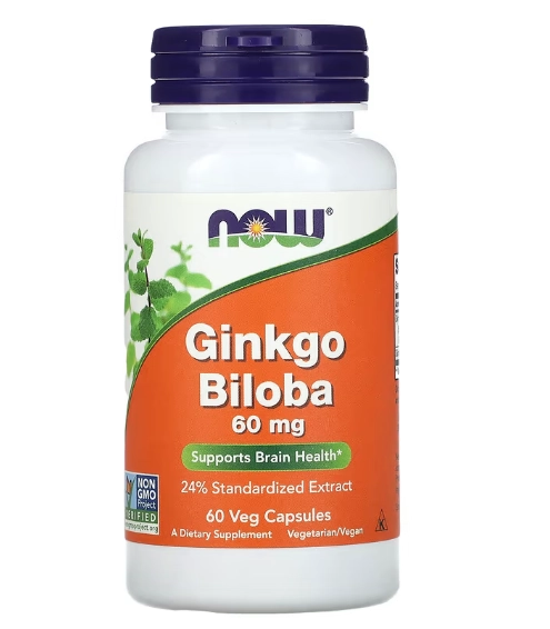 Ginkgo Biloba 60mg, 60 Cápsulas, Now
