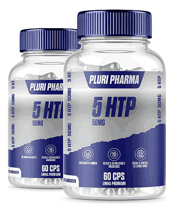 PLURIPHARMA 5 HTP 50mg 60 CAPSULAS - Alivio da ansiedade, melhora sono, humor, emagrece