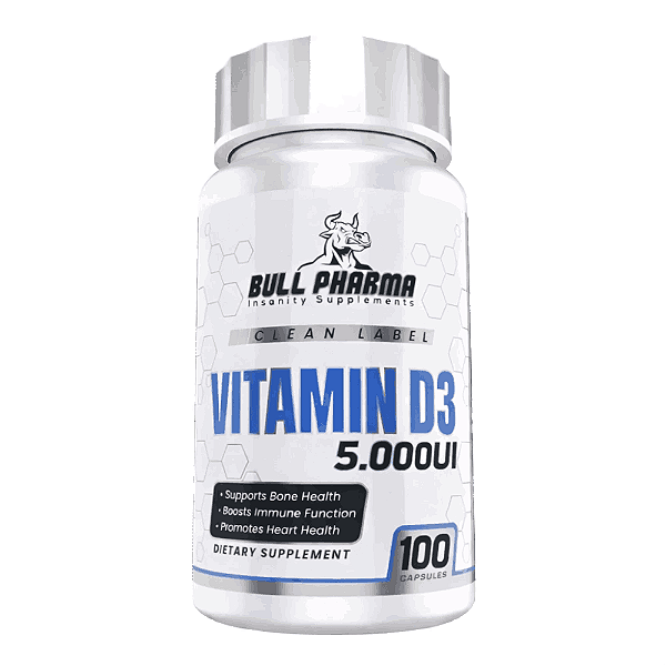Vitamina D3, 5000UI, 100 Cápsulas, Bull Pharma