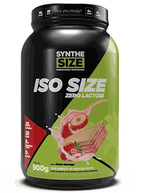 Whey Protein Iso Size, Sem lactose, Sabor Wafer Morango, Synthesize