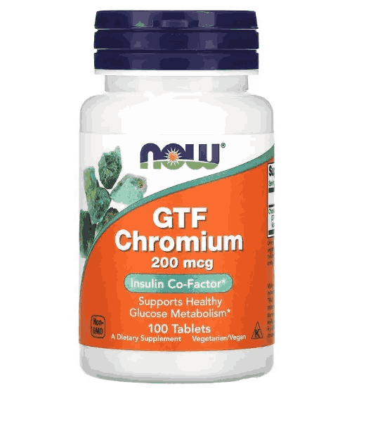 GTF Cromo, 200mcg, 100 Comprimidos, Now