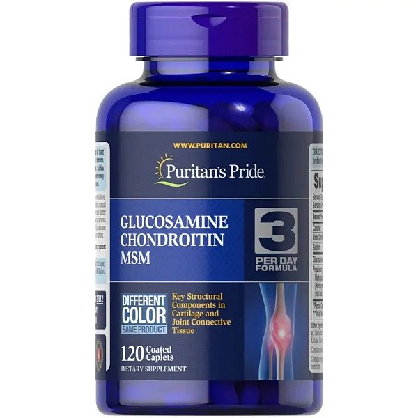 Glucosamina, Condroitina e MSM 3 Per Day, 120 capsulas, Puritans Pride