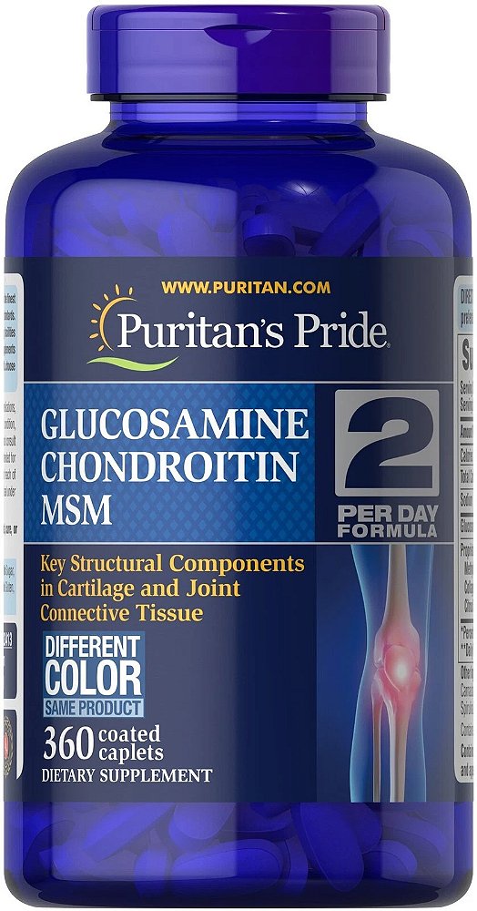 Força Dupla Glucosamina, Condroitina com MSM Joint Soother, 360 capsulas, Puritans Pride