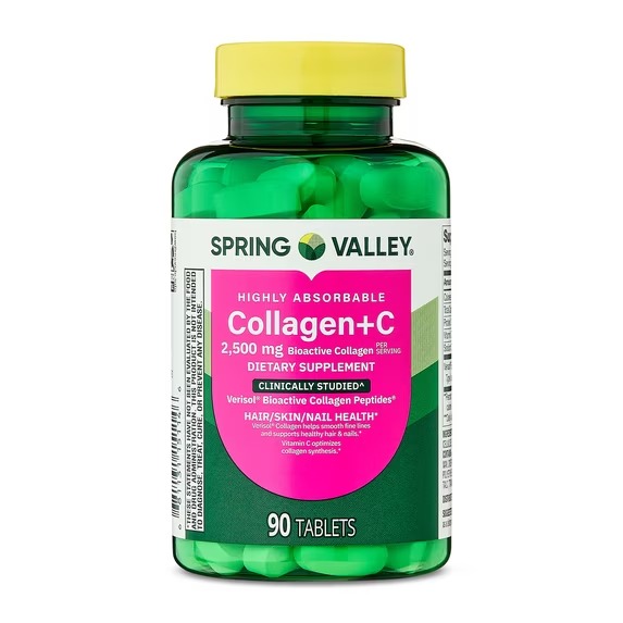 Colageno com Vitamina C 2500 mg, 90 tabletes, Spring Valley