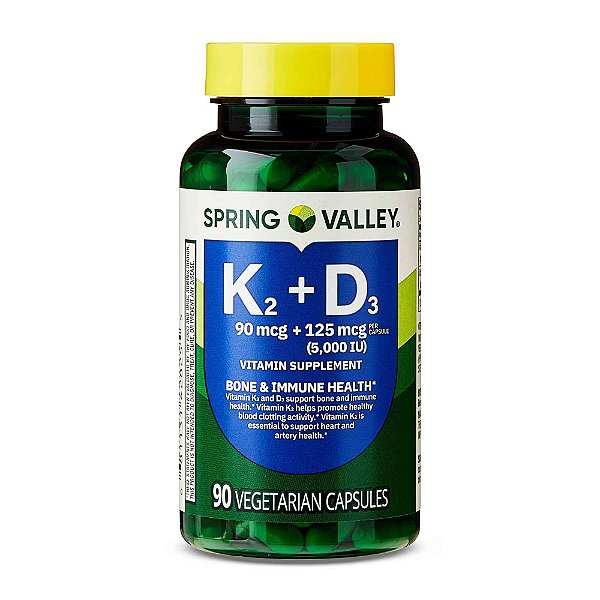 Vitamina K2 + D3 , 90 Cápsulas, Spring Valley