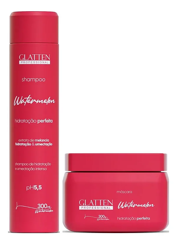 Shampoo e Máscara 300ml - Melancia (Watermelon) Glatten