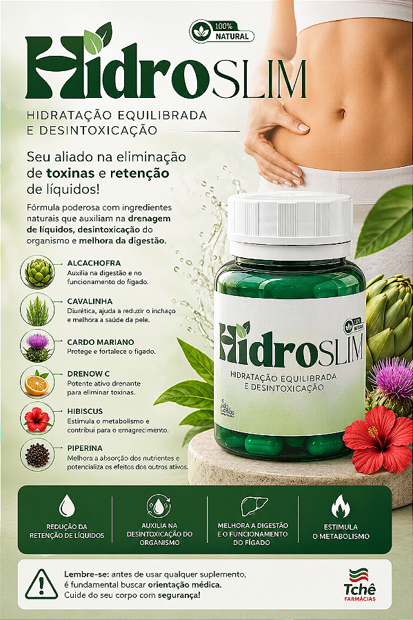 Hidroslim® Detox - Suplemento para Retenção de Líquidos e Desintoxicação - 60 Cápsulas