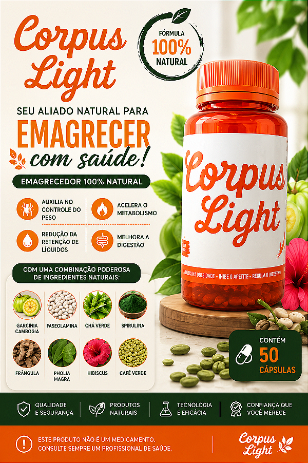 3x Emagrecedor 100% Natural Corpus Light com 50 Cápsulas
