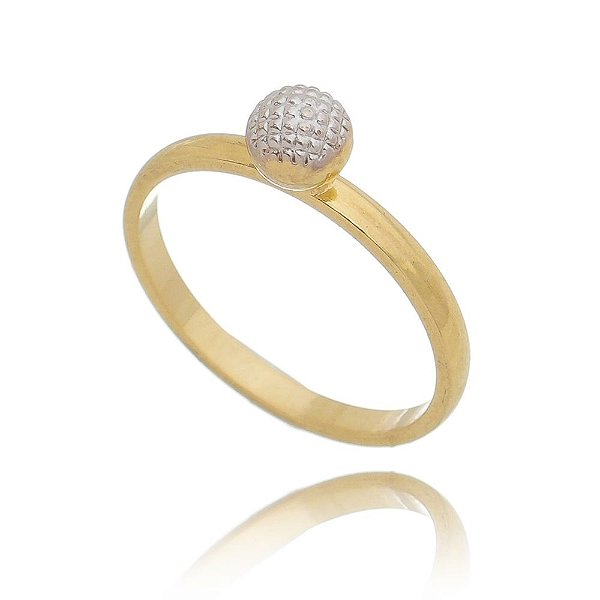 Anel Skinny Ring com bola trabalhada  banho em ouro 18k