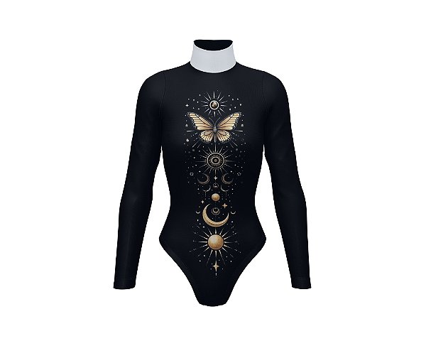 Body Manga Longa Country Cowgirl Borboleta