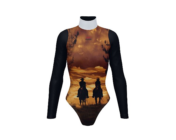 Body Manga Longa Country Cowgirl Cavalgada