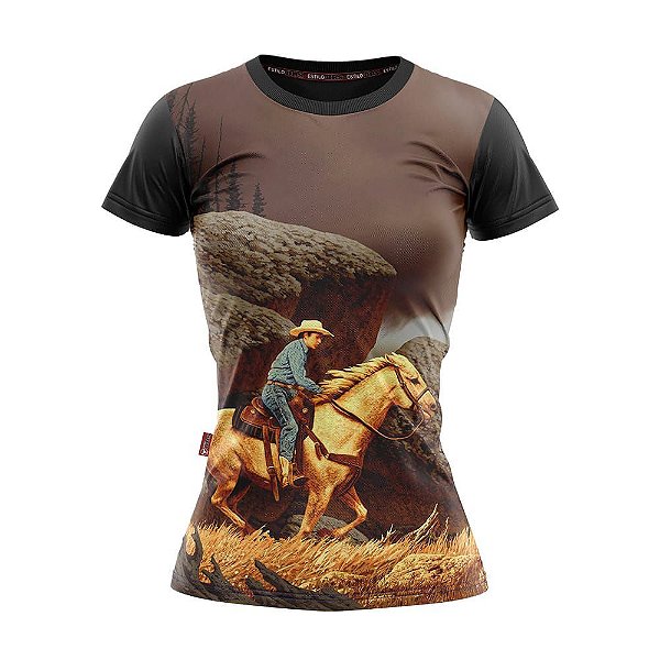 Camiseta Baby Look Cowgirl Cavaleiro