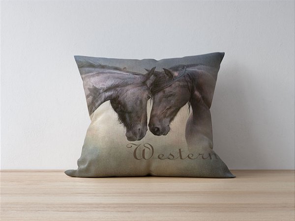 Capa de Almofada Country Western Horses
