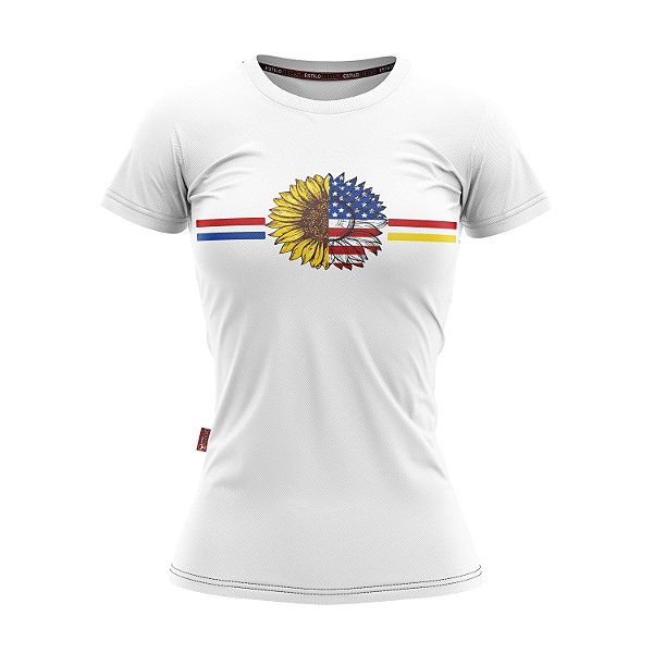 Baby Look Moda Country Cowgirl American Sunflower