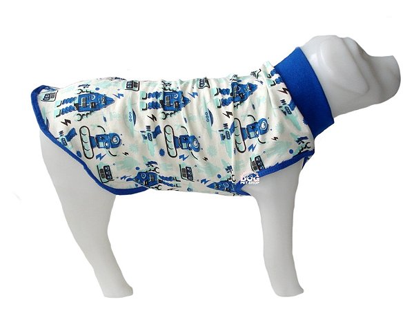 Pijama de Cachorro em Malha Azul